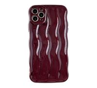 Caseative iPhone 11 Pro Max Case, Water Ripple Pattern Curly Wave Frame Soft Case, Wine Red, Supports Wireless Charging