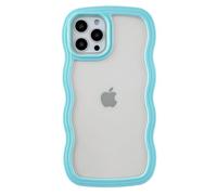 Caseative iPhone 12 Pro Case, Cute Curly Wave Frame Shape Shockproof Soft Silicone Compatible with iPhone 12 Pro (Blue)