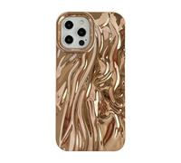 Caseative iPhone 12 Pro Max Case, Pleated Water Ripple Chrome Wave Pattern, Gold, Silicone, Wireless Charging Compatible