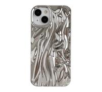 Caseative iPhone 13 Case, Pleated Water Ripple Chrome Wave Pattern, Silver, Soft Compatible with iPhone 13