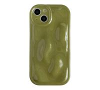 Caseative iPhone 13 Case, Water Ripple Wave Meteorite Bubble Pattern Chrome Plating Soft, Green, Wireless Charging Compatible