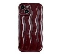 Caseative iPhone 13 Case, Wave Pattern, Soft Frame Compatible with iPhone (Burgundy, iPhone 13)