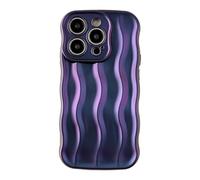 Caseative iPhone 14 Pro Case, Water Ripple Pattern, Curly Wave Frame, Drop Protection, Wireless Charging Compatible, Purple, Silicone Frame Case