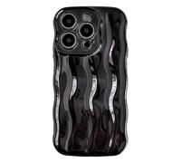 Caseative iPhone 14 Pro Case, Water Ripple Pattern Curly Wave Frame Soft Case (Light Black, Wireless Charging Compatible, Anti-Fingerprint)