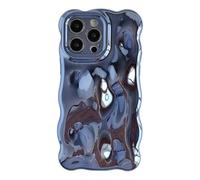 Caseative iPhone 14 Pro Max Case, Water Ripple Wave Meteorite Bubble Pattern, Chrome Plated, Candy Color Soft, Enhanced Protection, Wireless Charging Compatible, Silicone, Unisex, Electro Blue