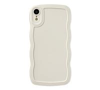 Caseative iPhone Xr Case, Curly Wave Frame, White, Silicone, Shock-Absorbent, Compatible with iPhone Xr