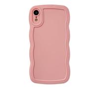Caseative iPhone Xr Case, Solid Color Curly Wave Frame Soft Compatible with iPhone Case (Pink)