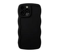 Caseative Solid Color Curly Wave Frame Soft Compatible with iPhone Case (Black,iPhone 13 Pro Max)