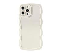 Caseative Solid Color Curly Wave Frame Soft Compatible with iPhone Case (White,iPhone 12 Pro Max)
