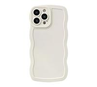 Caseative Solid Color Curly Wave Frame Soft Compatible with iPhone Case (White,iPhone 13 Pro Max)