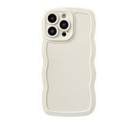 Caseative Solid Color Curly Wave Frame Soft Compatible with iPhone Case (White,iPhone 14 Pro Max)