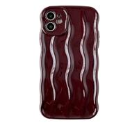 Caseative Water Ripple Pattern Curly Wave Frame Soft Compatible with iPhone Case (Red,iPhone 11)