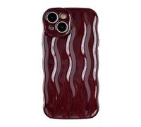 Caseative Water Ripple Pattern Curly Wave Frame Soft Compatible with iPhone Case (Red,iPhone 14)