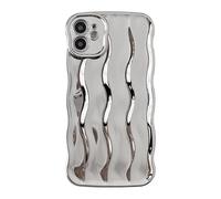 Caseative Water Ripple Pattern Curly Wave Frame Soft Compatible with iPhone Case (Silver,iPhone 11)