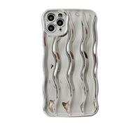 Caseative Water Ripple Pattern Curly Wave Frame Soft Compatible with iPhone Case (Silver,iPhone 11 Pro Max)