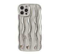 Caseative Water Ripple Pattern Curly Wave Frame Soft Compatible with iPhone Case (Silver,iPhone 12 Pro)