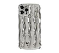 Caseative Water Ripple Pattern Curly Wave Frame Soft Compatible with iPhone Case (Silver,iPhone 12 Pro Max)