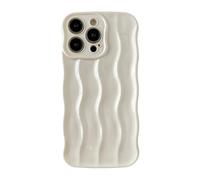 Caseative Water Ripple Pattern Curly Wave Frame Soft Compatible with iPhone Case (White,iPhone 14 Pro Max)
