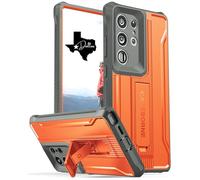 CaseBorne V Case Compatible with Samsung Galaxy S24 Ultra - [Extremely Rugged] [Military Grade 5-Layer Construction] with Built in Stand - Orange/Gray