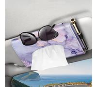 CaseBot Car Visor Tissue Holder, Sun Visor Napkin Holder, Mask Holder for Car, PU Leather Backseat Tissue Box for Car Truck SUV, Lilac Marble