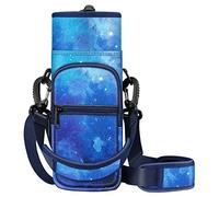 CASEBOT Carry Bag for Water Bottles, Bottle Holder, Water Bottle Bag with Adjustable Shoulder Strap and 2 Pockets for Hiking, Cycling, Camping, Travel, Fitness Centre, Starry Sky, Water Bottle Carry