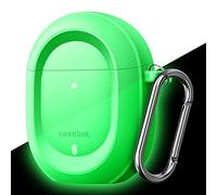 CaseBot Case Cover for Pixel Buds A-Series 2021 and Pixel Buds 2 (2020), Rugged Shield Protective Skin [Front LED Visible] (Green-Glow in The Dark)