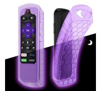 CaseBot Case for Roku Voice Remote RCA1R/RCAL7R, Express HD/4K+, Ultra LT Enhanced Voice, Express 3930, Premiere+ 3921, Streaming Stick+ Remote, Anti Slip Shockproof Silicone Cover, Purple Glow