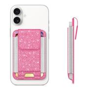 CASEBOT Magnetic Card Holder for iPhone 17/16/15/14/13/12 Series, Fits 6 Cards, Secure RFID Blocking Slim Wallet Credit Card Holder for Women Men, Glitting Pink