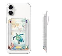 CASEBOT Magnetic Card Holder for iPhone 17/16/15/14/13/12 Series, Fits 6 Cards, Secure RFID Blocking Slim Wallet Credit Card Holder for Women Men, Turtle