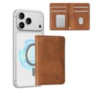 CASEBOT Magnetic Card Holder, Strong Magnetic & RFID Blocking Minimalist Portable Card Holder Phone Bag for iPhone 17/16/15/14/13/12/Pro/Max/Plus, (Brown)