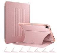 CaseBot Magnetic Case for iPad Pro 12.9-inch 6th Generation 2022, Multiple Angle Shockproof Rugged Stand Case, Soft TPU Back Cover w/Pencil Holder, Also Fit iPad Pro 12.9" 5th/4th/3rd Gen, Rose Gold