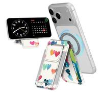 CASEBOT Magnetic Wallet with Stand, RFID Protection 9 Cards & Adjustable Angle for iPhone 17/16/15/14/13/12 Series, rain hearts, 10,4 x 6,6 x 1,1 cm, Classic