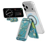 CASEBOT Magnetic Wallet with Stand, RFID Protection 9 Cards & Adjustable Angle for iPhone 17/16/15/14/13/12 Series, Almond blossoms, 10,4 x 6,6 x 1,1 cm, Classic