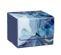 CASEBOT Marbled Plastic Rectangular Card Case, Ocean Marble, 45.17 Cubic Inches, Holds Up to 180 Cards, Magnetic Closure, Waterproof, Compatible with MTG/TCG/CCG