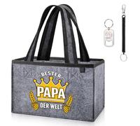 CASEBOT Men's Handbag Beer Felt with 6 Compartments - Beer Carrier Drink Bag with Bottle Opener for 0.33 L/0.5 L Bottles - Funny Birthday Gift for Men, Dad, Friend, Papa's energy, bottle bag