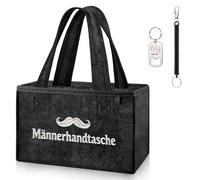 CASEBOT Men's Handbag Beer Felt with 6 Compartments - Beer Carrier Drink Bag with Bottle Opener for 0.33 L/0.5 L Bottles - Funny Birthday Gift for Men, Dad, Friend, Men's handbag, bottle bag