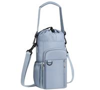 CaseBot Water Bottle Carrier Bag with Shoulder Strap, 32 40 oz Insulated Water Bottle Pouch Holder, Water Bottle Sleeve with Phone Pocket for Walking Hiking Picnic, Cloudy Blue