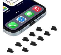 CaseBuy 10x Anti Dust Plugs for iPhone 14, 14 Pro Max, 13, 13 Pro, 12, 12 Pro Max, 11, 11 Pro, X, XS, XR, 8, 7, iPhone Charging Port Dust Cover | Silicone iPhone Dust Plugs, Black