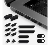 CaseBuy MacBook Pro Accessories, 14 Pack Dust Plug Covers for 2026-2021 MacBook Pro 14/16 inch M5 M4 M3 M2 M1 Pro/Max, Plug Plug for HDMI, Thunderbolt, SDXC, Magsafe, Headphone & 2PCS Webcam Cover