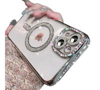 Casechics Compatible with iPhone Case,Luxury Glitter Bling Sparkly[Compatible with Magsafe] Diamond ElectroPlated Soft Shockproof Cover Phone Case (Silver,iPhone 11 Pro Max)