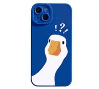 Casechics Compatible with iPhone Case, Mobile Phone Cases, Matte Cute Funny Doubt Duck Silicone Bumper Camera Lens Protection Soft Shockproof Cover (Blue, iPhone 14 Plus)
