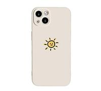 Casechics Compatible with iPhone Case,Silicone Cute Couple Matching Cartoon Sun Moon Camera Lens Protection Soft Shockproof Cover Phone Case (Whitesun,iPhone 14)