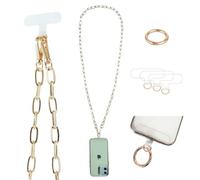 Casecond Crossbody Phone Lanyard Chain Shoulder CellPhone Strap Phone Charm Neck Chain iPhone Holder 3 Pad Patche Tether Universal for iPhone 16 Pro Max 15 14 11 Samsung S24 Flip 5 Google Moto Gold