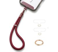 Casecond Mobile Phone Chain Adjustable Wrist Strap with 3 Patches Universal All Mobile Phone Cases iPhone 16 Pro Pendant Keychain USB Flash Drive Wallet Red