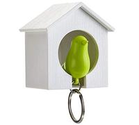 Casecover Green Sparrow Birdhouse Key Holder Bird Nest Whistle Keychain Keyring Holder Wall Door Hanger Hook Home Decoration