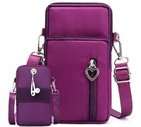Casecret Mobile Phone Case for Hanging with Purse Women's Mobile Phone Bag Pouch Small Shoulder Bag Wallet Arm Bag Sports Armband for iPhone 14 13 11 Samsung S22 Xiaomi up to 7.5 Inches Purple