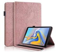 CaseFun Case for Samsung Galaxy Tab A 10,5 2018 SM-T590/SM-T595 Slim PU Leather Tree of Life Flip Wallet Stand Cover Anti Slip with Pencil Holder Card Holder, Rosegold