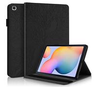 CaseFun Case for Samsung Galaxy Tab S6 Lite 10.4 P610/P615 Slim PU Leather Tree of Life Flip Wallet Stand Cover Anti Slip with Pencil Holder Card Holder, Black