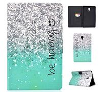 CaseFun Samsung Galaxy Tab A 10.5 2018 SM-T590/T595 Case Glitter Liquid Sand Leather Folio Magnetic Slim Shell Flip Stand Cover Anti-slip with Auto Wake/Sleep Card Holder