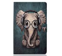 CaseFun Samsung Galaxy Tab A 10.5 Case, PU Leather Soft TPU Slim Cover with Auto Wake/Sleep, Stand, Pocket for Samsung Galaxy Tab A SM-T590 / SM-T595 10.5 Inch 2018 Elephant